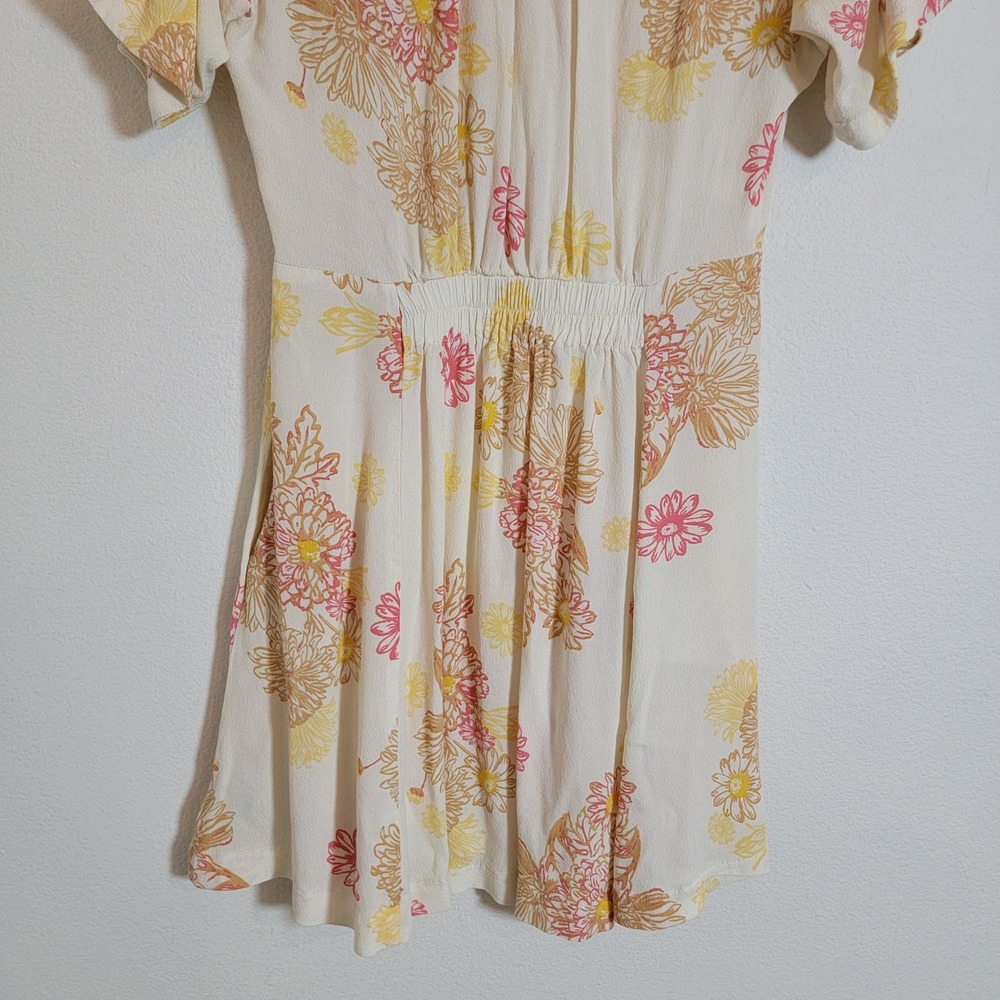 Free People Cream Mini Dress with Pink and Yellow Floral Motif - Picture 7 of 12